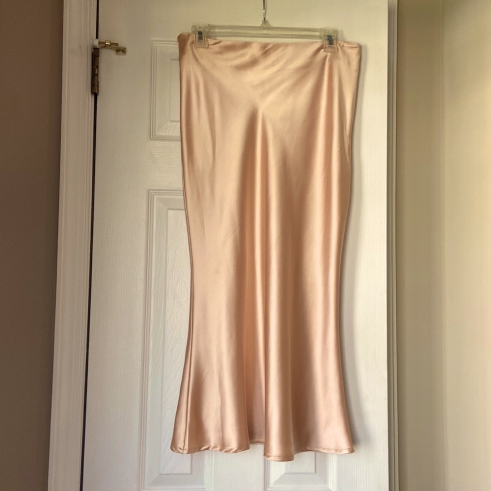 Light Pink Satin Midi Skirt from Maxwell James Boutique